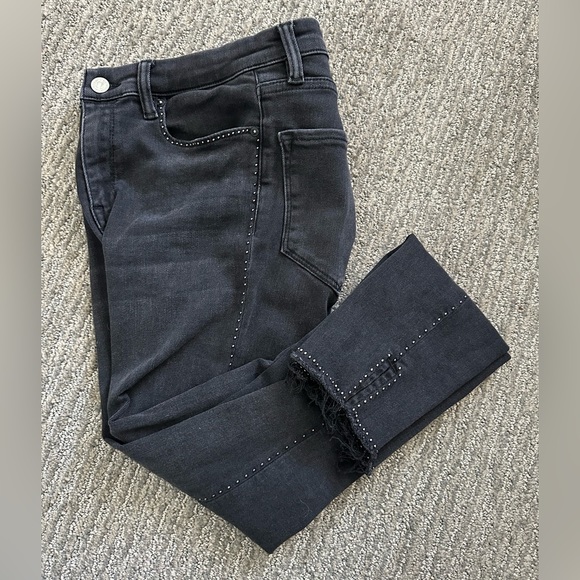 All Saints Pants - ALLSAINTS Grace Studded Ankle Skinny Jeans in Washed Black